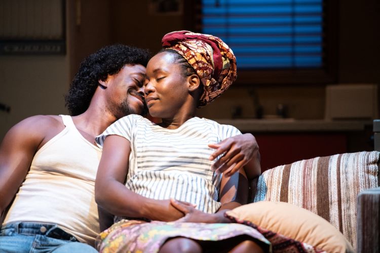 <p>Opa Adeyemo (Ukpong) and Billie Krishawn (Abasiama) in <em>Sojourners.</em> Photo by Margot Schulman Photography.</p>