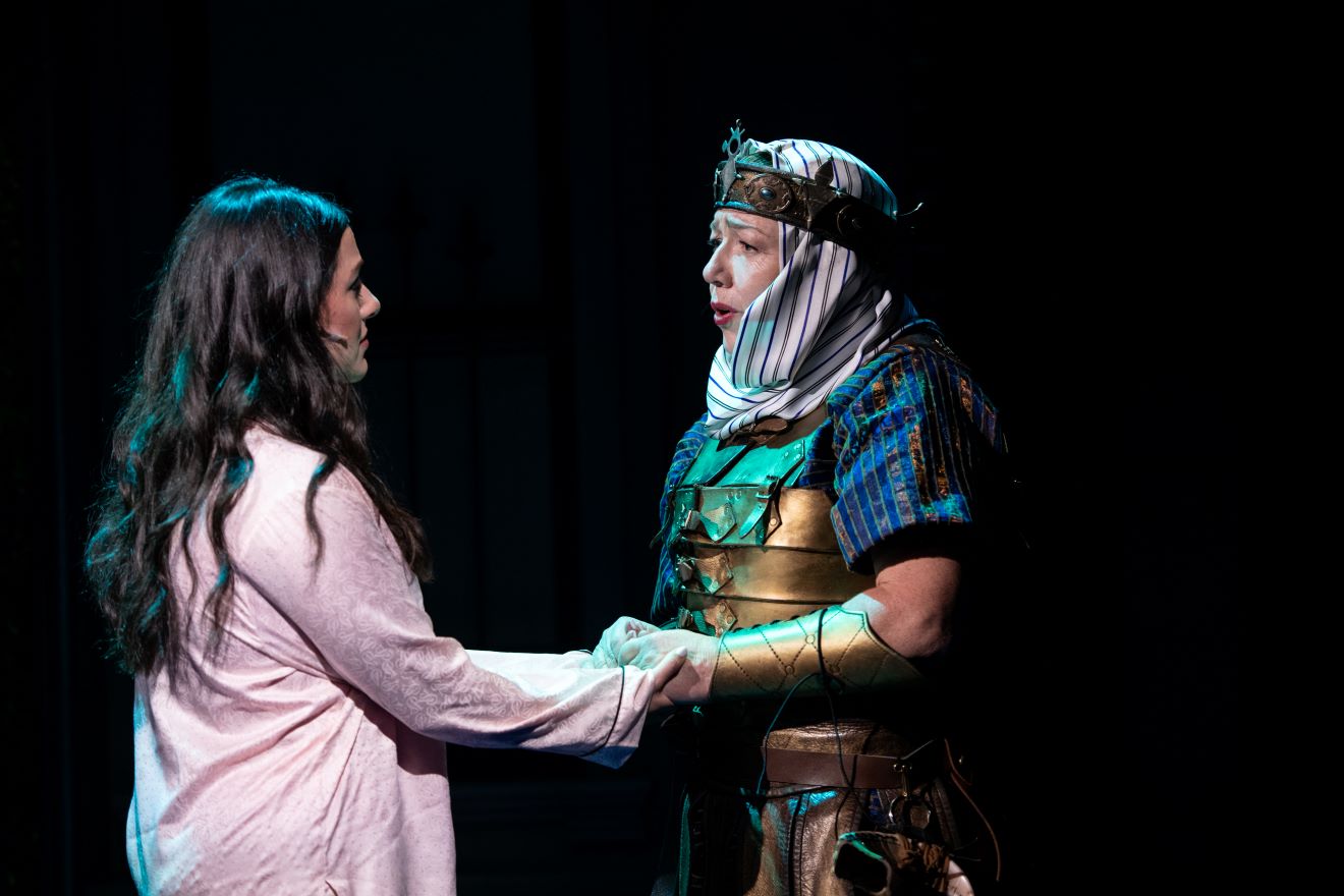 <p><span style="font-size: 12.0pt; line-height: 115%; font-family: 'Aptos',sans-serif; mso-ascii-theme-font: minor-latin; mso-fareast-font-family: Aptos; mso-fareast-theme-font: minor-latin; mso-hansi-theme-font: minor-latin; mso-bidi-font-family: 'Times New Roman'; mso-bidi-theme-font: minor-bidi; mso-ansi-language: EN-US; mso-fareast-language: EN-US; mso-bidi-language: AR-SA;">Samantha Sayah (Chava Kanipshin) and Nicole Halmos (Hanukkah Past) in <em>A Hanukkah Carol, or GELT TRIP! The Musical. </em>Photo by Margot Schulman.</span></p>