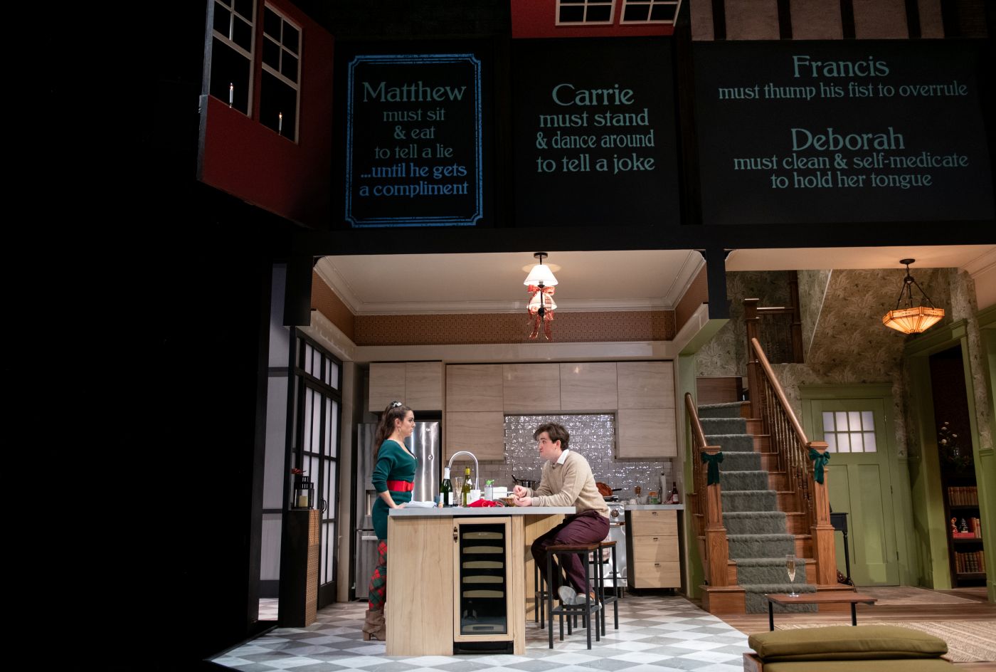 <p>Dani Stoller (Carrie) and Will Conard (Matthew) in RULES FOR LIVING. Photo by Margot Schulman.</p>