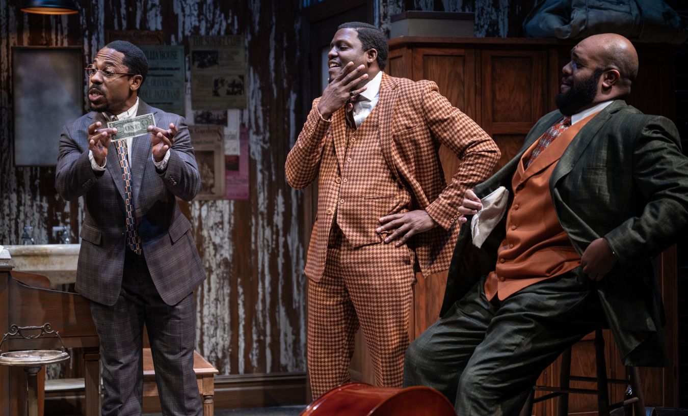 <p>Ro Boddie (Toledo),<span> </span>Yao Dogbe (Levee),<span> and </span>Derrick<span> </span>Truby (Slow Drag)<span> </span>in August Wilson’s <em>Ma Rainey's Black Bottom.</em> Photo by Teresa Castracane</p>