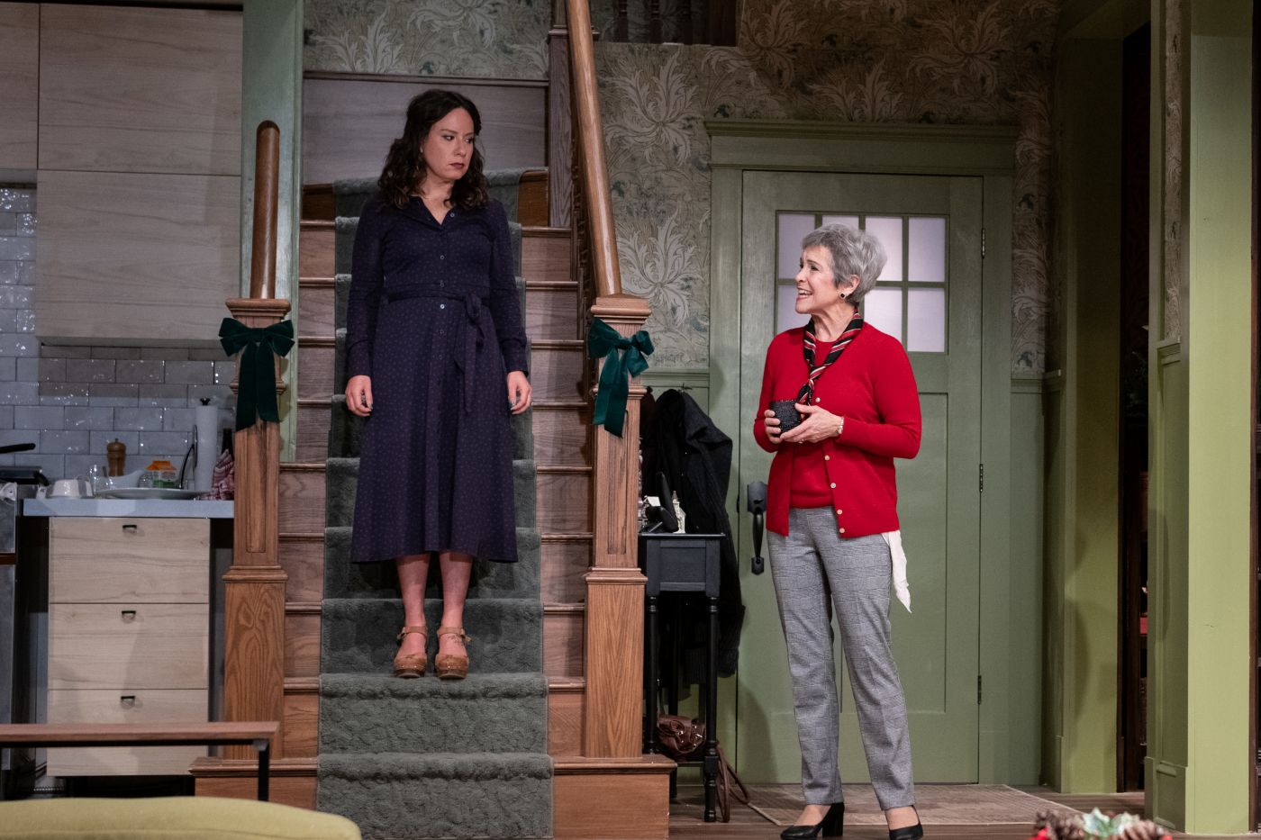 <p>Dina Thomas (Nicole) and Naomi Jacobson (Deborah) in RULES FOR LIVING. Photo by Margot Schulman.</p>