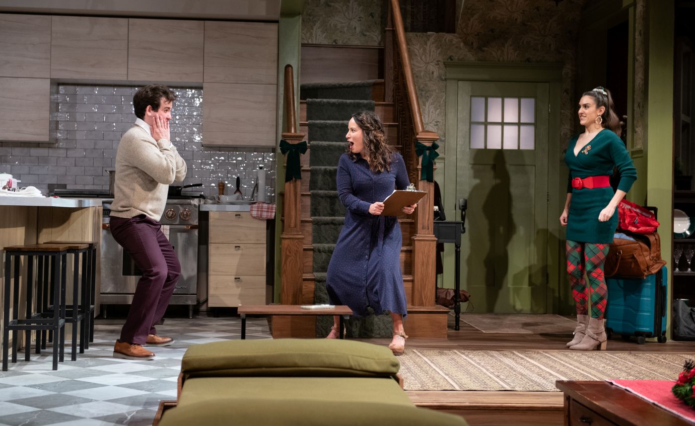 <p>Will Conard (Matthew), Dina Thomas (Nicole), and Dani Stoller (Carrie) in RULES FOR LIVING. Photo by Margot Schulman.</p>