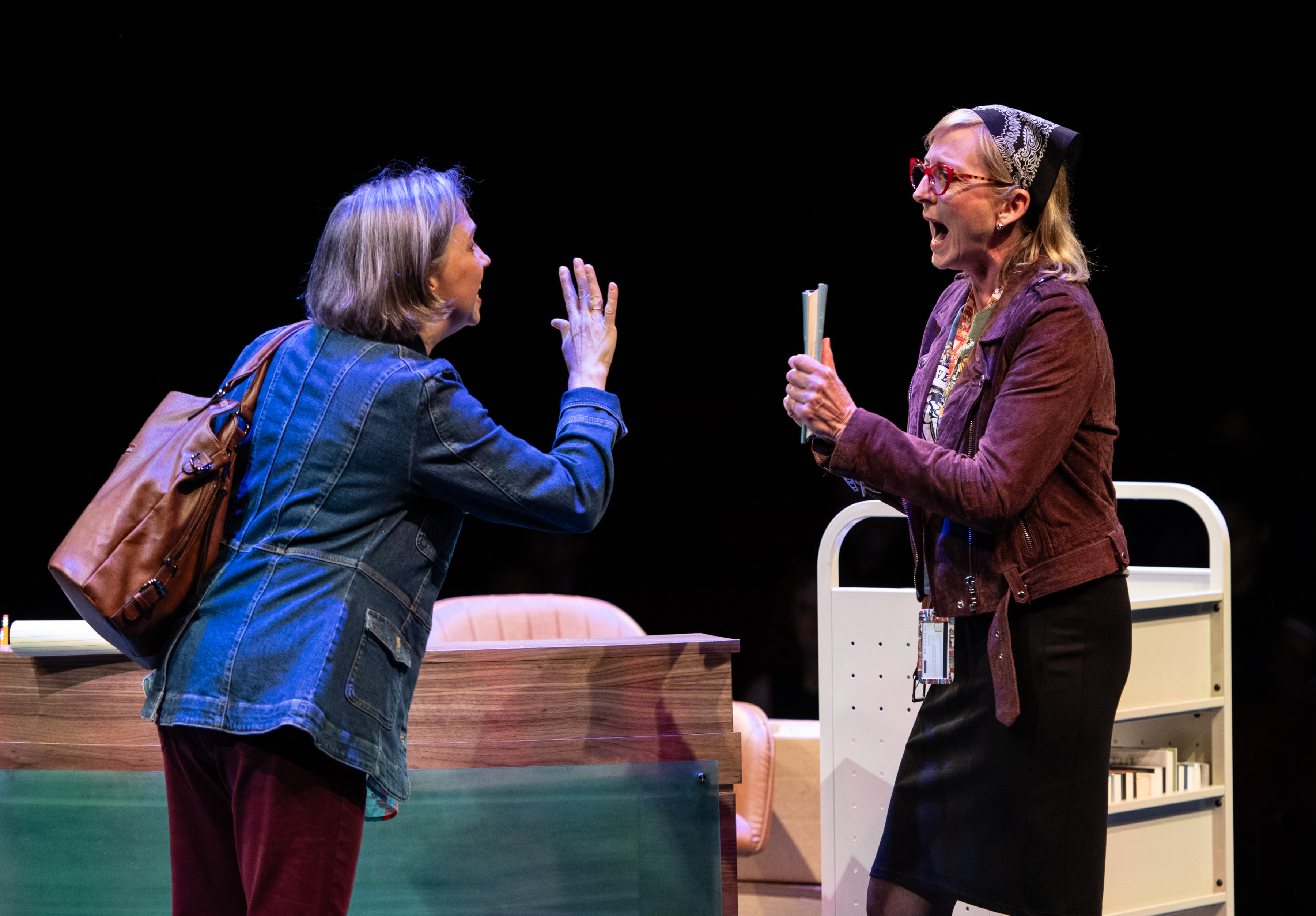 <p>Holly Twyford (The Mother) and Kate Eastwood Norris (The Librarian) in <em>Bad Books. </em>Photo by Margot Schulman Photography. </p>