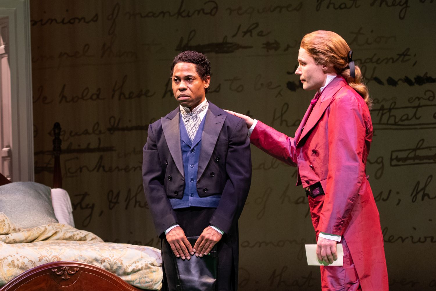 <p>Ro Boddie (Kwame/James) and Josiah Bania (Mike/Tom) in SALLY &amp; TOM. Photo by Margot Schulman. </p>