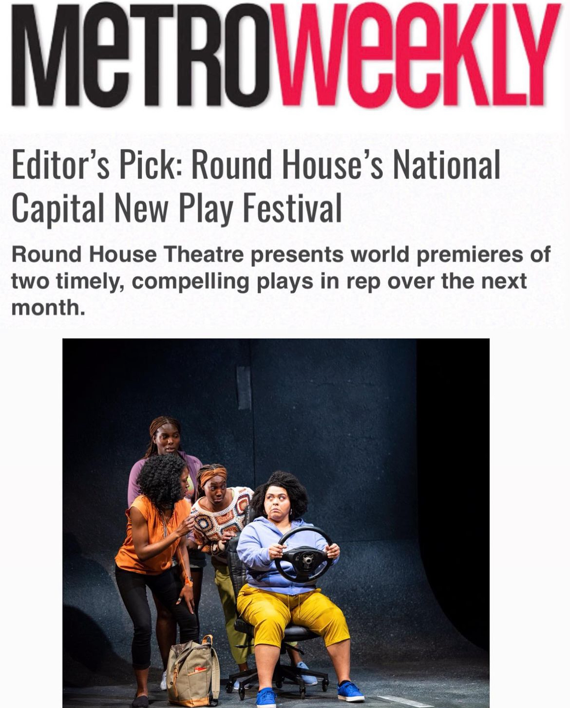 Metro Weekly Editor's Pick: Round House's National Capital New Play Festival