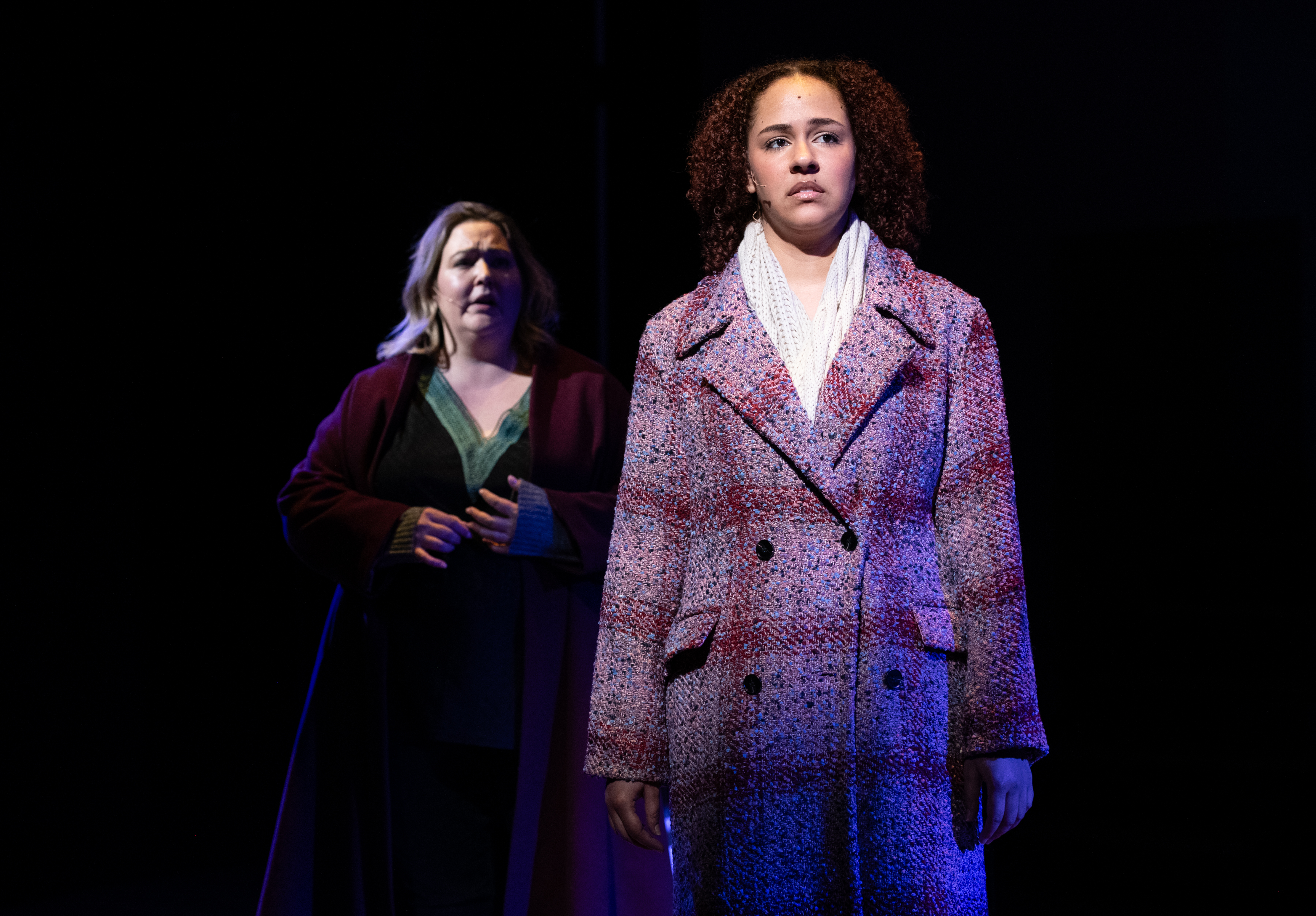 <p>Tracy Lynn Olivera (Diana) and Sophia Early (Natalie) in <em>Next to Normal</em>. Photo by Margot Schulman Photography. </p>