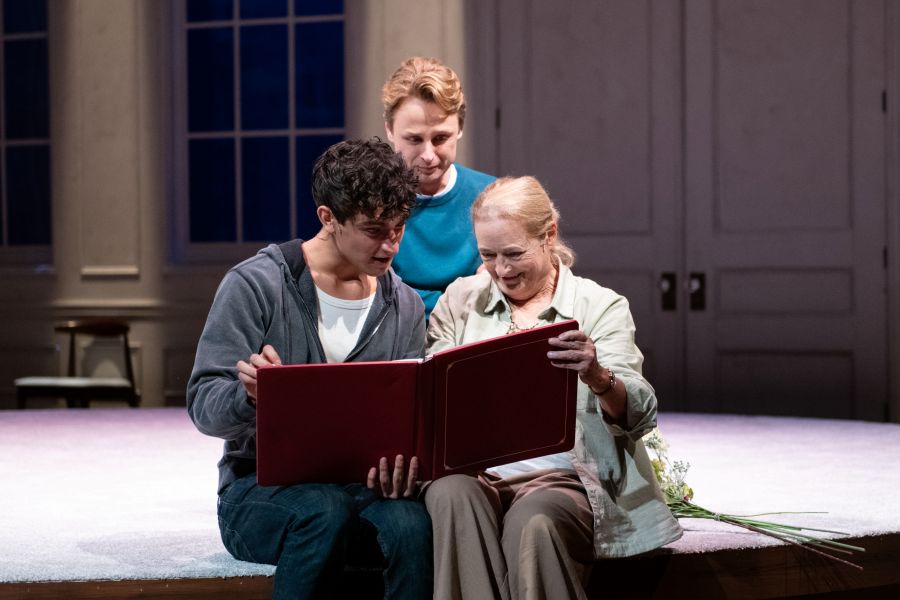 <p>Jordi Bertrán Ramírez (Young Man 1/Adam McDowell/Leo), David Gow (Eric Glass), and Nancy Robinette (Margaret) in THE INHERITANCE. Photo by Margot Schulman. </p>
