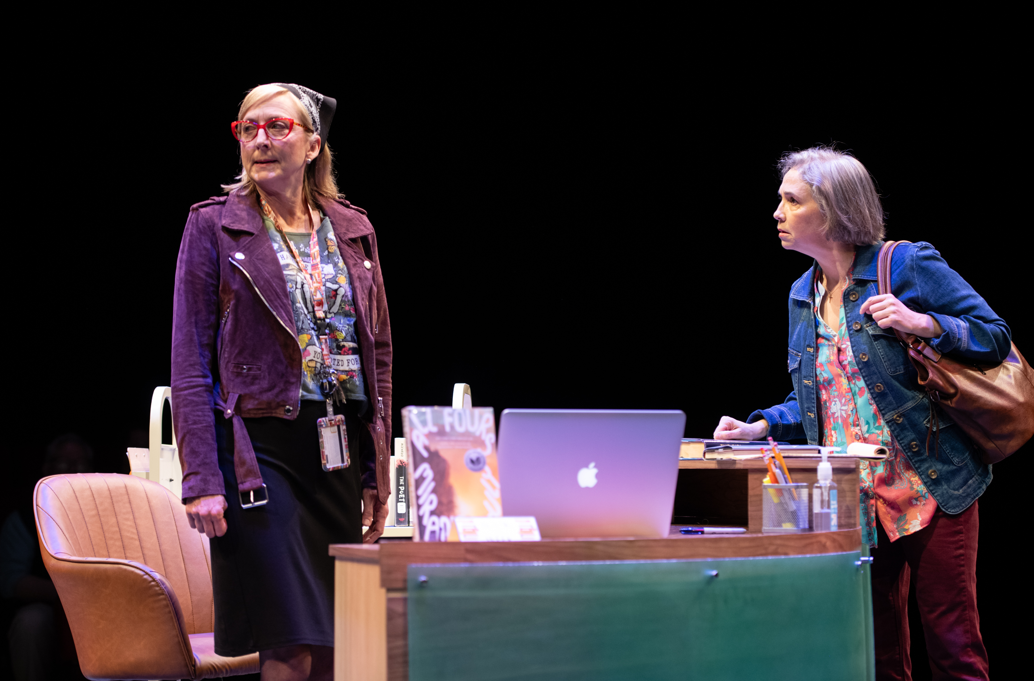 <p>Kate Eastwood Norris (The Librarian) and Holly Twyford (The Mother) in <em>Bad Books.</em> Photo by Margot Schulman Photography. </p>